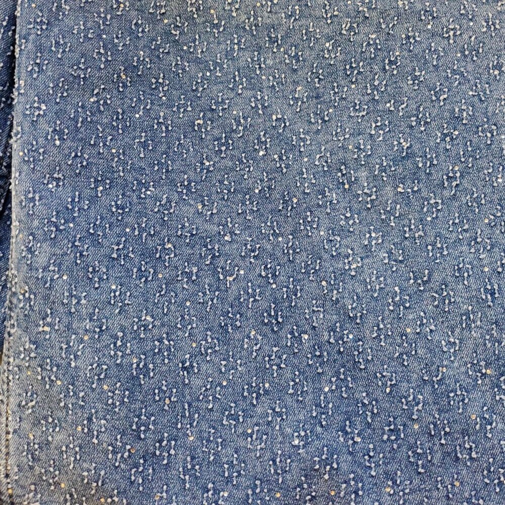 Time and Tru Women's High Rise Rhinestone Embroidered Wide Leg Jeans 14 - Picture 7 of 10